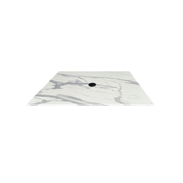 Holland Bar Stool Co 36 x 36 White Marble, IndoorOutdoor AllSeason EuroSlim Table Top with Umbrella Hole by the Co ODS36SWMU - main
